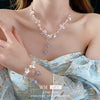 Wholesale Jewelry Fashion Sweet Temperament Alloy Artificial Crystal Plant Flowers Electroplating Tassel Clavicle Chain For Women
