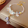 Wholesale Jewelry Fashion Sweet Temperament Alloy Artificial Crystal Plant Flowers Electroplating Tassel Clavicle Chain For Women