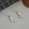 Wholesale Jewelry Fashion Titanium Steel Copper Zircon Bow Electroplating Necklace For Women
