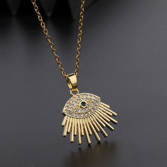 Wholesale Jewelry Fashionable Cute Devil's Eye Geometric Copper Ochain Pendant Necklace For Women Electroplated