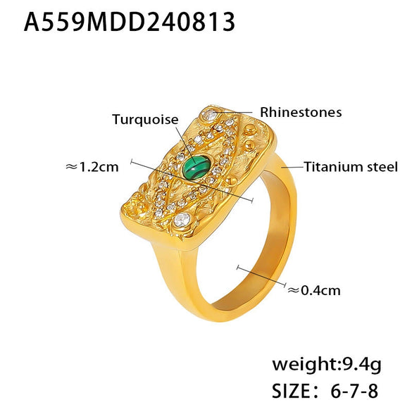 Wholesale Jewelry Ferris Wheel Devil's Eye Zircon Titanium Steel 18K Gold Plated Necklace Ring For Women