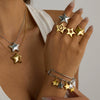 Wholesale Jewelry Five Pointed Star Titanium Steel And Stainless Steel Ring Necklace Earrings With Electroplating