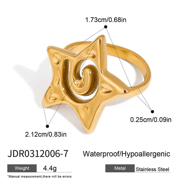 Wholesale Jewelry Five Pointed Star Titanium Steel And Stainless Steel Ring Necklace Earrings With Electroplating