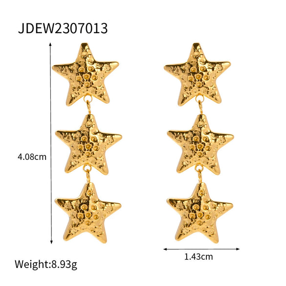 Wholesale Jewelry Five Pointed Star Titanium Steel And Stainless Steel Ring Necklace Earrings With Electroplating