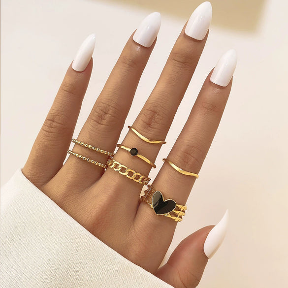Wholesale Jewelry Flower Geometric Alloy Ring Multipiece Set For Women