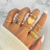 Wholesale Jewelry Flower Geometric Alloy Ring Multipiece Set For Women