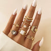 Wholesale Jewelry Flower Geometric Alloy Ring Multipiece Set For Women