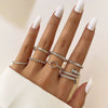 Wholesale Jewelry Flower Geometric Alloy Ring Multipiece Set For Women