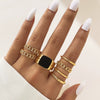 Wholesale Jewelry Flower Geometric Alloy Ring Multipiece Set For Women