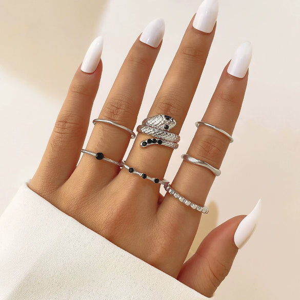 Wholesale Jewelry Flower Geometric Alloy Ring Multipiece Set For Women
