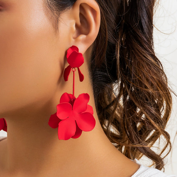 Wholesale Jewelry Flower Iron Earrings Retro Fashion Electroplated