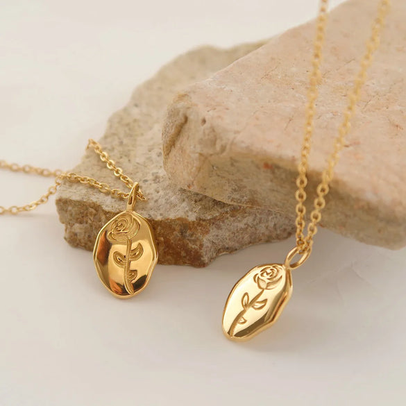 Rose Stainless Steel 18k Gold Plated Necklace