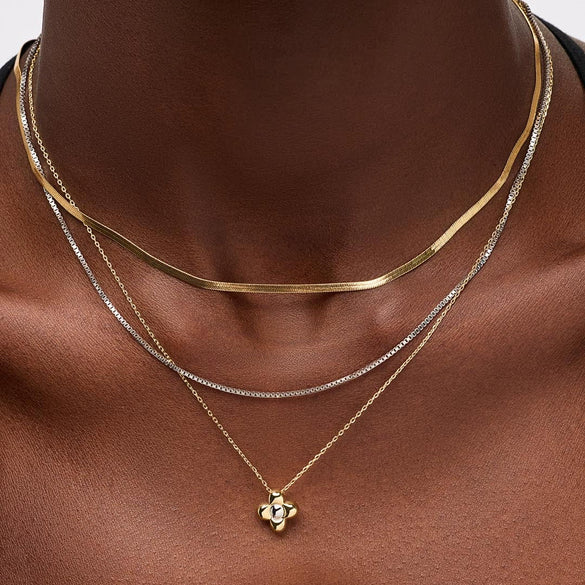 Wholesale Jewelry Flower Shape Stainless Steel Goldplated Pendant Necklace And Bracelet