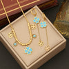 Wholesale Jewelry Flower Stainless Steel Beaded Necklace With Electroplating