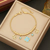 Wholesale Jewelry Flower Stainless Steel Beaded Necklace With Electroplating