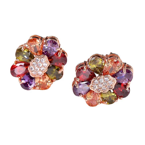 Wholesale Jewelry Flowers Pattern Environmental Protection Copper Gold Plated Earrings For Women