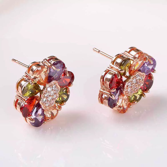 Wholesale Jewelry Flowers Pattern Environmental Protection Copper Gold Plated Earrings For Women