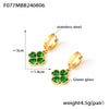 Wholesale Jewelry Four Leaf Clover Glass Stone Stainless Steel Earrings Necklace Bracelet Three Piece Set With Electroplating