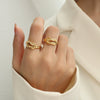 Wholesale Jewelry French Geometric Lucky Knot Open Ring Titanium Steel 18K Gold Electroplated