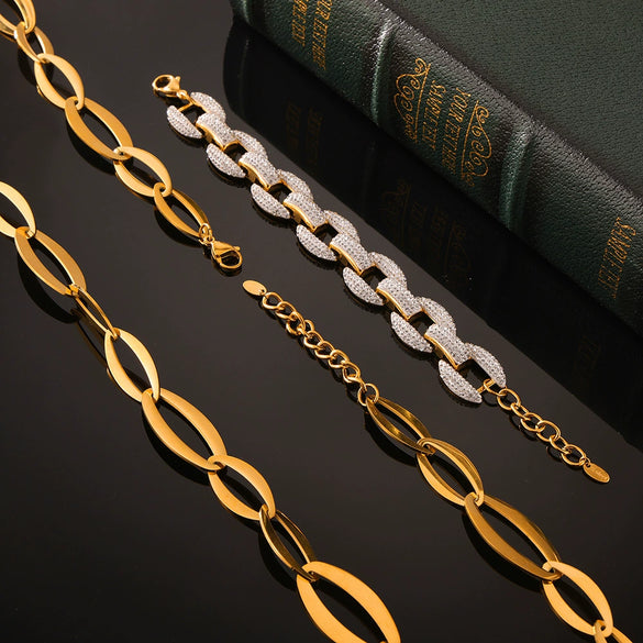 Wholesale Jewelry French Retro Elegant Light Luxury 316L Stainless Steel Chain Design Electroplating Jewelry