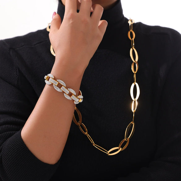 Wholesale Jewelry French Retro Elegant Light Luxury 316L Stainless Steel Chain Design Electroplating Jewelry