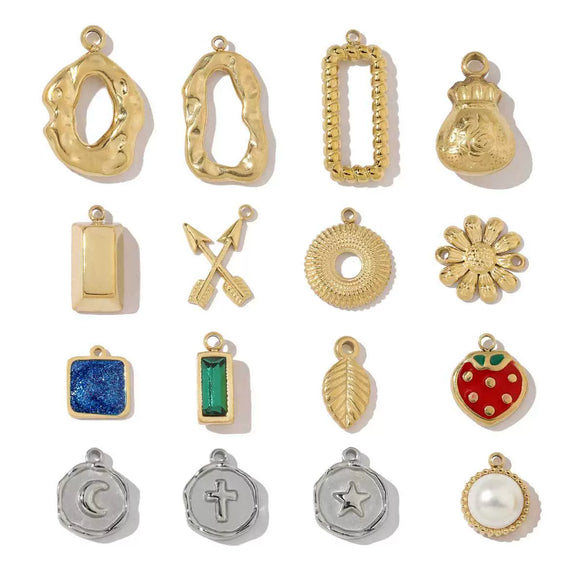 Wholesale Jewelry French Retro Geometric Daisy Strawberry Disc Titanium Steel Stainless Steel Electroplated Necklace Pendant Accessories