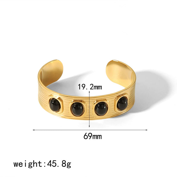Wholesale Jewelry French Retro Geometric Stainless Steel Bracelet Ring Earrings With Electroplating For Women