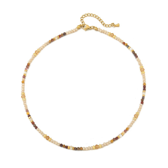Wholesale Jewelry French Retro Geometric Style Copper Egg Yolk Crystal Stainless Steel Manual Design Clavicle Chain
