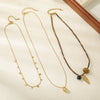 Wholesale Jewelry French Retro Handmade Geometric Tiger Eye Stone Black Agate Stainless Steel Titanium Steel Beaded Necklace With Koi Pendant For Women
