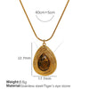 Wholesale Jewelry French Retro Maillard Autumn And Winter Tiger Eye Stone 316L Stainless Steel Necklace Electroplating For Women
