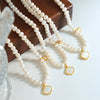 Wholesale Jewelry French Retro Natural Freshwater Pearl Copper Pendant White Seashell Non Fading Titanium Steel Geometric Electroplated Necklace