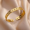 Wholesale Jewelry French Retro Niche Design Stainless Steel Opening Bracelet For Women With Electroplating And Geometric Style