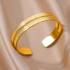 Wholesale Jewelry French Retro Niche Design Stainless Steel Opening Bracelet For Women With Electroplating And Geometric Style