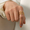Wholesale Jewelry French Retro Style Natural Red Stone Stainless Steel Gem Inlaid Open Ring