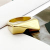 Wholesale Jewelry French Retro Style Stainless Steel Goldplated Geometric Triangle Square Ring