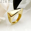 Wholesale Jewelry French Retro Style Stainless Steel Goldplated Geometric Triangle Square Ring