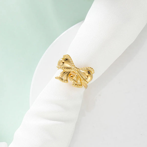 Wholesale Jewelry French Style Bow Knot 304 Stainless Steel 14K Gold Plated Rings