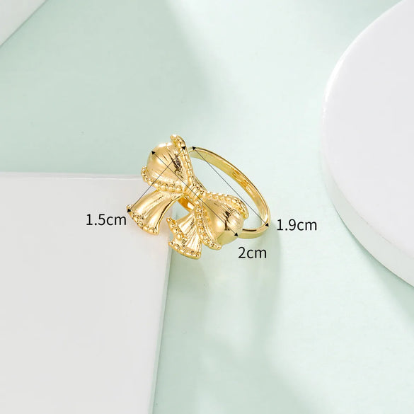 Wholesale Jewelry French Style Bow Knot 304 Stainless Steel 14K Gold Plated Rings