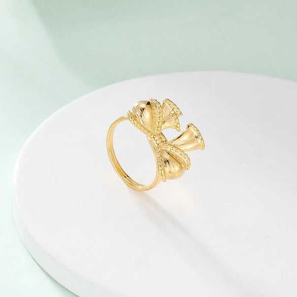 Wholesale Jewelry French Style Bow Knot 304 Stainless Steel 14K Gold Plated Rings