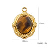 Wholesale Jewelry French Vintage Stainless Steel Inlaid Natural Stone Oval Pendant Necklace
