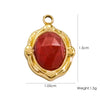 Wholesale Jewelry French Vintage Stainless Steel Inlaid Natural Stone Oval Pendant Necklace