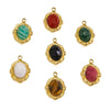 Wholesale Jewelry French Vintage Stainless Steel Inlaid Natural Stone Oval Pendant Necklace