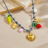 Wholesale Jewelry Fresh And Simple Style Fruit And Heart Shape Stainless Steel Goldplated Pendant Necklace
