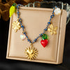 Wholesale Jewelry Fresh And Simple Style Fruit And Heart Shape Stainless Steel Goldplated Pendant Necklace