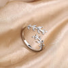 Wholesale Jewelry Fresh Diamond Leaf Branch Style Open Ring 925 Sterling Silver