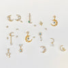 Wholesale Jewelry Fresh Style Star And Moon Pattern Zircon Butterfly Earrings Set With Copper 225 Silver Needle And Real Gold Plating