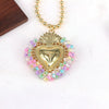 Wholesale Jewelry Fresh Sweet Style Copper Alloy Bead Wrapped Heart Shape Chain Necklace