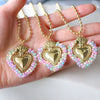 Wholesale Jewelry Fresh Sweet Style Copper Alloy Bead Wrapped Heart Shape Chain Necklace