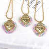 Wholesale Jewelry Fresh Sweet Style Copper Alloy Bead Wrapped Heart Shape Chain Necklace