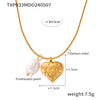 Wholesale Jewelry Fresh Water Pearl Geometric Love Pendant 316L Stainless Steel Gold Plated